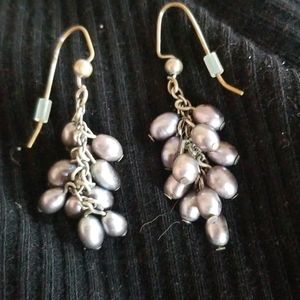 Lavender real pearl drop earrings formal